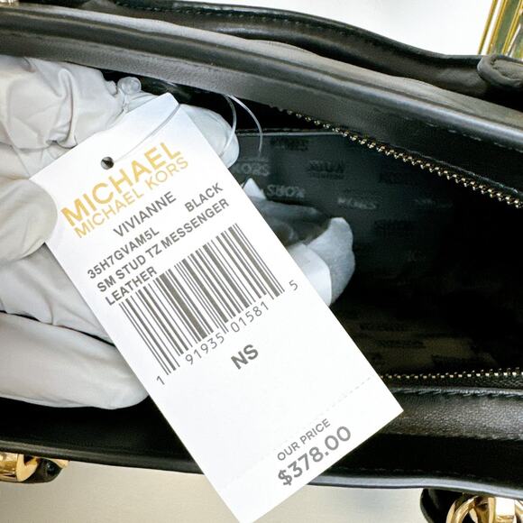 Michael Kors 35H7GVAM5L Vivianne Stud Quilted Leather Small IN Black - Picture 6 of 6